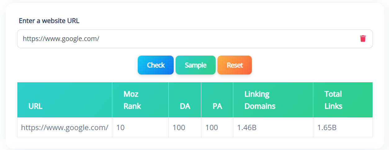 Moz Rank Checker Tool | website authority checker